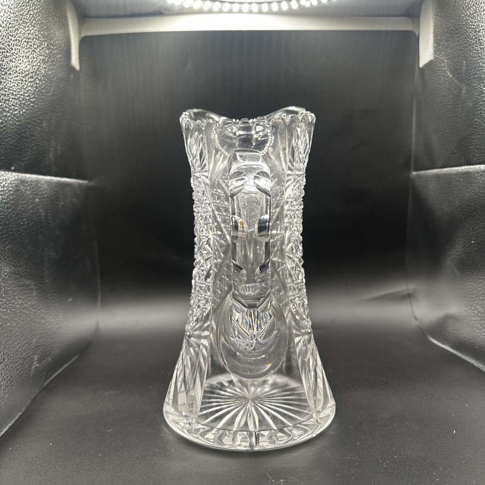 Antique American Brilliant Period Hand Cut Lead Crystal Pitcher Heavy 9.75" Tall - Picture 5 of 16